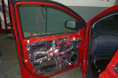 Fitting sound deadening into the front door of a Toyota Yaris